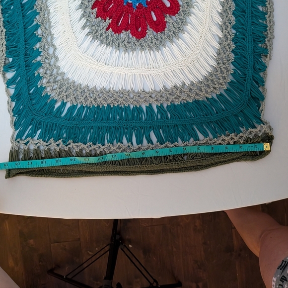 Boho Crochet Knit Top Multicolor Flower Design Festival Hippie Style Batwing - Picture 14 of 14